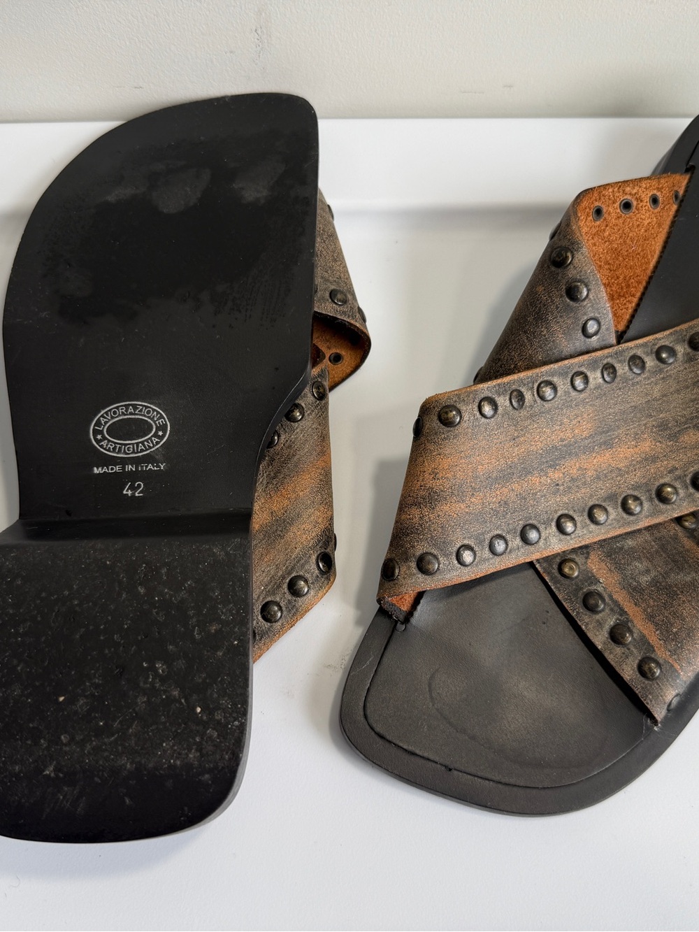 Just CAVALLI Leather Strap Sandals - Picture 9 of 11